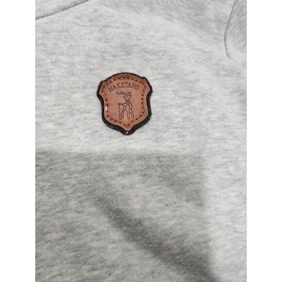 Women's Naketano Cowl Neck Hoodie Gray‎ Owl Deer Size XL - Picture 4 of 11